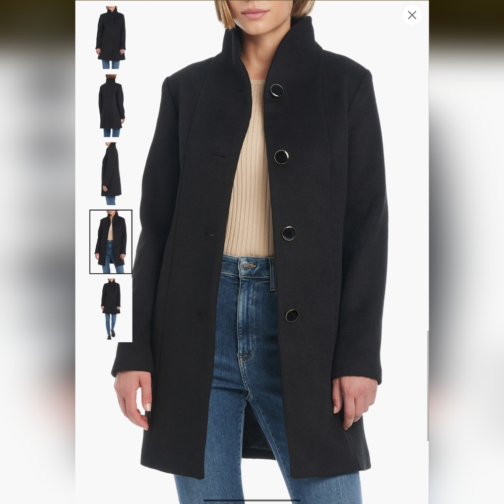 🎉 SALE 🎉 Kate Spade High Neck Wool Blend Black Women's Coat - Picture 2 of 12